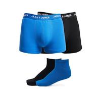 JACK & JONES Jacdavid Solid Weekendset Caleçon Boxeur, Victoria Blue/Pack: Black-Victoria Blue-Black, S Hommes