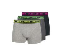 JACK&JONES JACETHAN Solid Trunks 3 Pack SN, Caleçon Boxeur Homme, Dark Grey Melange/Pack:Navy Blazer - Light Grey Melange,