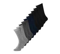JACK & JONES Jacjens Lot de 10 Chaussettes Noos, Gris foncé/détails : dgm Lgm Lgm Black Black Black Black Navy Black Navy, Unique Grande Taille Homme