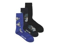 JACK & JONES Jackingston Lot de 3 paires de chaussettes motif tête de mort, Bleu Dazzling, taille unique