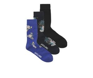 JACK & JONES Jackingston Lot de 3 paires de chaussettes motif tête de mort, Bleu Dazzling, taille unique