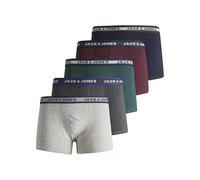 JACK & JONES Jacoliver Trunks Lot de 5 Boîtes Noos Jnr Garçon Boxer, Gris Clair - Gris - Vert - Rouge - Bleu Fonce, 152