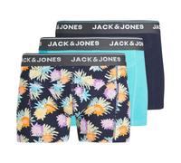 JACK&JONES JACREECE Flower Trunks 3 Pack, Caleçon Boxeur Homme, Navy Blazer/Pack:Navy Blazer - Scuba Blue,