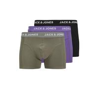 JACK & JONES JACROB Solid Lot de 3 Boxers SN, Vert Agave/Pack : Noir - Violet Opulence, XL