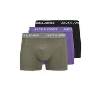 JACK & JONES Jacrob Solid Trunks Lot de 3 Boxers Sn Caleçon Boxeur, Vert Agave/Pack : Noir-Violet Opulence, M Hommes