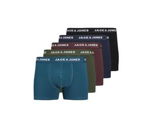 JACK&JONES JACTEO Solid Trunks 5 Pack Caleçon Boxeur, Navy Blazer/Pack:Vineyard Wine-Black-Kombu Green-Legion Blue, S Homme