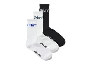 JACK & JONES JACURBN Lot de 3 paires de chaussettes de tennis SN, Bleu sarcelle foncé/pack : noir - Lapis Blue, taille unique
