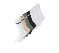 JACK & JONES Jacurbn Lot de 7 Paires de Chaussettes de Tennis, Blanc/Paquet : Blanc-Blanc-Noir-Moonbeam-Vert Agave-Blanc, Taille Unique Hommes