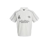 JACK & JONES Jcodust Piping Football Open Collar SS, Blanc éclatant, L Hommes