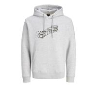 JACK & JONES Jcofusion Branding Sweat Hood Capuche, Mélange de Gris Clair, M Homme