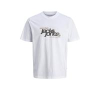 JACK & JONES Jcogrid Branding Tee SS Crew Neck, Blanc éclatant., L