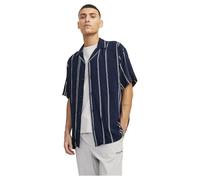 JACK & JONES Jcojeff AOP Resort T-Shirt SS Relax Chemise à Manches Courtes, Bleu Marine/Rayures : Rayures, M Homme