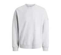 JACK & JONES Jcopoint Sweat Badge Crew Neck BF col Rond, Blanc-Gris, M Homme