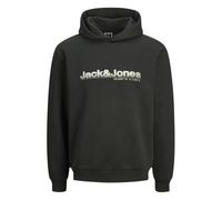 JACK & JONES Jcopuff Sweat à Capuche Sweatshirt, Noir/imprimé : JJ, S Homme