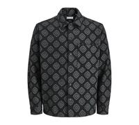 JACK & JONES Jjaztek Print Overshirt Ls, Noir, M Hommes