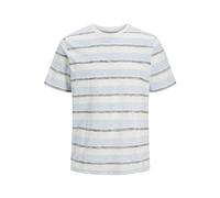 JACK & JONES Jjbirk Striped Tee SS Crew Neck Shirt rayé à col Rond, Cloud Dancer, M Homme