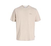 JACK & JONES Jjdevin Daytona Striped Tee SS Crew Neck Shirt rayé à col Rond, Beige Clair, L Hommes