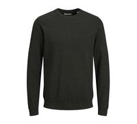 JACK & JONES Jjebasic Knit Crew Neck Noos Pull, Forest Night/Detail:Twisted with Black, S Homme