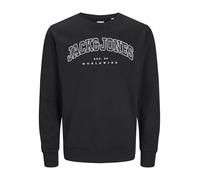 JACK & JONES Jjecaleb Varsity Sweat Crew Neck Sn Jnr Garçon Maillot de survêtement, Black/Fit:loose, 140