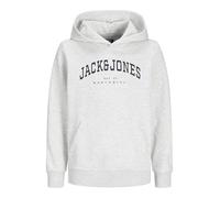 JACK & JONES Jjecaleb Varsity Sweat Hood Sn Jnr Garçon Sweatshirt à capuche, White Melange/Fit:loose, 164