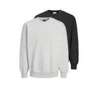 JACK & JONES Jjecharge Lot de 2 Sweat-Shirts à col Rond MP Maillot de survêtement, Blanc mélangé/Paquet : Noir, S Homme