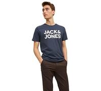 JACK & JONES JJECORP Logo Tee SS O-Neck Noos T-Shirt, Bleu ombré-Coupe : Slim/Large imprimé/Blanc, L Homme