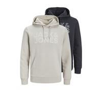 JACK & JONES Jjecorp Lot de 2 Sweats à Capuche avec Logo MP Noos Sweatshirt, Black/Pack:w. Moonbeam (Tone-in Tone), S Homme