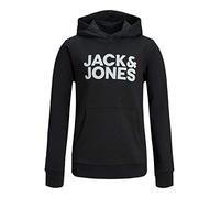 JACK & JONES Jjecorp Noos Jnr Sweat À Capuche avec Logo Garçon Sweatshirt à capuche, Noir - Blanc, 140