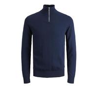 JACK & JONES Jjeemil Knit Half Zip Noos Homme Pull-over, Marine, S