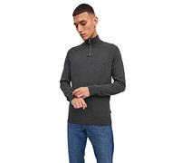 JACK & JONES JJEEMIL Knit Half Zip Noos Sweater, Gris foncé mélangé, L Homme
