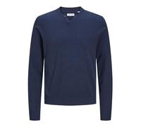 JACK & JONES Jjeemil Knit Split Neck Sn Pull en Tricot, Blazer Bleu Marine, L Homme