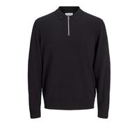Jack & Jones Polo JJEEMIL en tricot – demi-fermeture éclair, manches longues – Noir S Homme