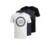 JACK & JONES JJEJEANS Tee SS O-Neck 3PK MP 21/22 T-Shirt, Cloud Dancer/Pack : Danseur Cloud + Blazer Navy + Noir, M Homme