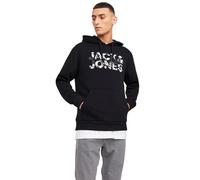 JACK & JONES Jjejeff Corp Logo Sweat Hood Sn Shirt à Capuche, Noir/détails : Fleurs, M Homme