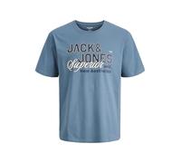 JACK & JONES T-Shirt bleu nuit / opal / blanc, Taille S