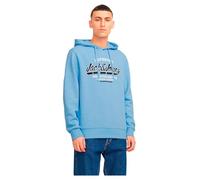 Jack&Jones JJELOGO Sweat à Capuche 2 COL 24/25 Noos, Chambray Blue/Detail:Melange, M