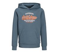 JACK & JONES Jjelogo Sweat Hood 2 Col 24/25 Noos Jnr Garçon Sweatshirt à capuche, Bleu - Orange, 164