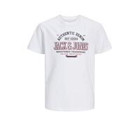 JACK & JONES Jjelogo Tee Ss O-neck 2 Col S Noos Jnr Garçon T-shirt, Blanc - Bleu Fonce - Rouge, 128