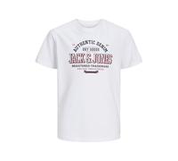 JACK & JONES Jjelogo Tee Ss O-neck 2 Col S Noos Jnr Garçon T-shirt, Blanc - Bleu Fonce - Rouge, 176