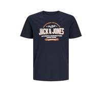 Jack & Jones Junior T-Shirt bleu marine / orange / blanc cassé, Taille 140