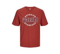 JACK & JONES Jjelogo Tee Ss O-neck 2 Col S Noos Jnr Garçon T-shirt, Red Ochre/Print:white + Navy Blazer, 140