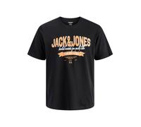 JACK & JONES T-Shirt orange / noir / blanc, Taille L