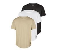JACK & JONES JJENOA Lot de 3 t-shirts pour homme, coupe longue, 100 % coton biologique, coupe droite, col rond, manches courtes, noir, blanc, beige, vert, gris, tailles S, M, L, XL, XXL, 3XL, Pack 1