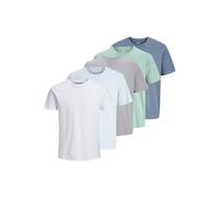 JACK & JONES Jjeorganic Basic Tee SS O-Ne 5Pk MP Noos, Blanc, Medium (Lot de 5) Homme
