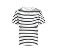 JACK & JONES Jjeorganic T-Shirt Basique SS O-Neck Noos, Cloud Dancer/Stripes : Bleu Marine, XS Homme