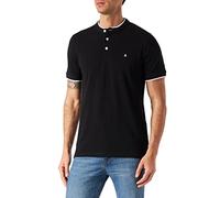 Jack & Jones Jjepaulos Mao Polo SS Noos Homme Polo, Noir (Noir Noir), M