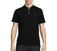 Jack & Jones Jjepaulos Mao Polo SS Noos Homme Polo, Noir (Noir Noir), M