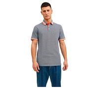 JACK & JONES Jjepaulos Polo SS Noos, Bleu Marine/détail : Fluo, XS Hommes
