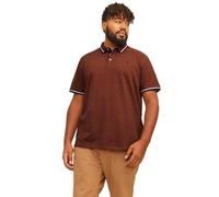 JACK & JONES Polo pour Homme Coupe + ajustée JJEPAULOS Uni Short en Coton piqué Grande Taille Eté, Couleurs:Marron-Moyen, Size:4XL