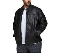 JACK & JONES Jjerocky Jacket Noos PS - Veste simili cuir noire homme, grande taille XXXXL